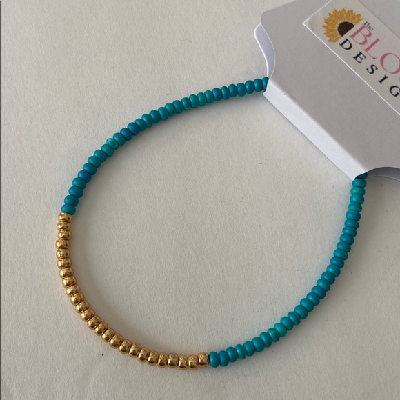 Gold and Turquoise Beaded Bracelet - Picture 3 of 4